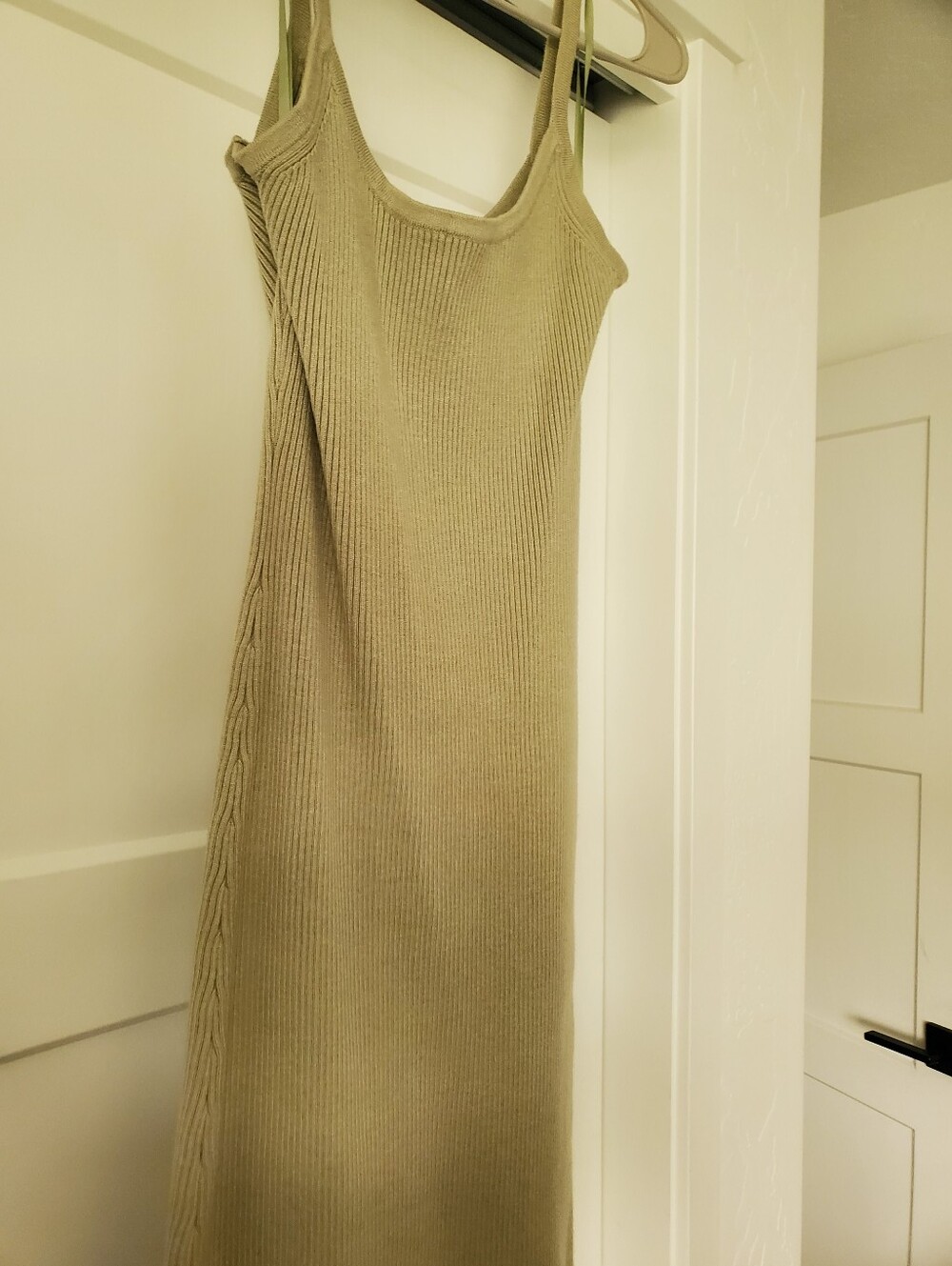 Slim Ribbed Midi Dress in Light Sage